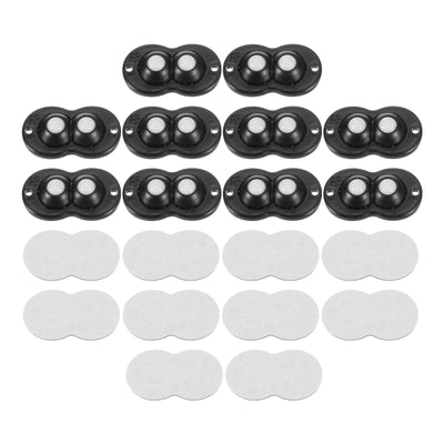 Harfington Uxcell 10Pcs Mini Self Adhesive Caster Wheels, 2.05" x 1.14" - Nylon Beads (Black)