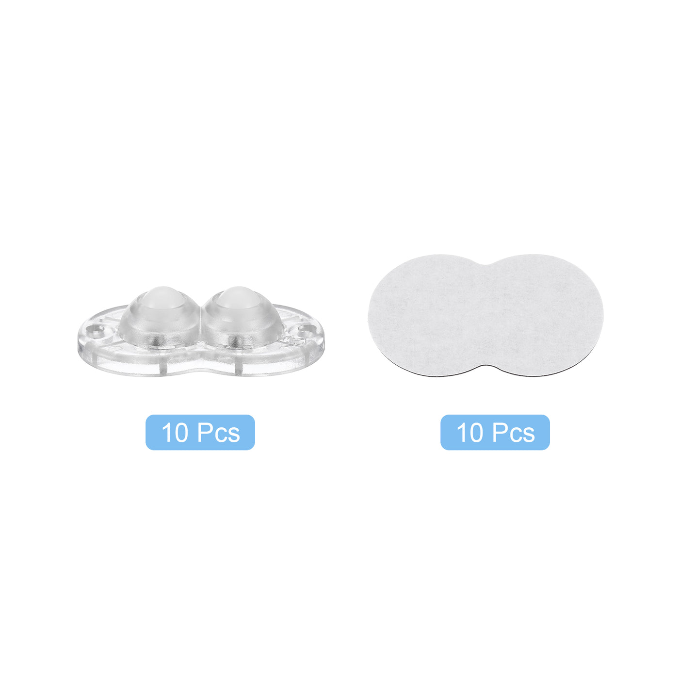 uxcell Uxcell 10Pcs Mini Self Adhesive Caster Wheels, 2.05" x 1.14" - Nylon Beads (Clear)