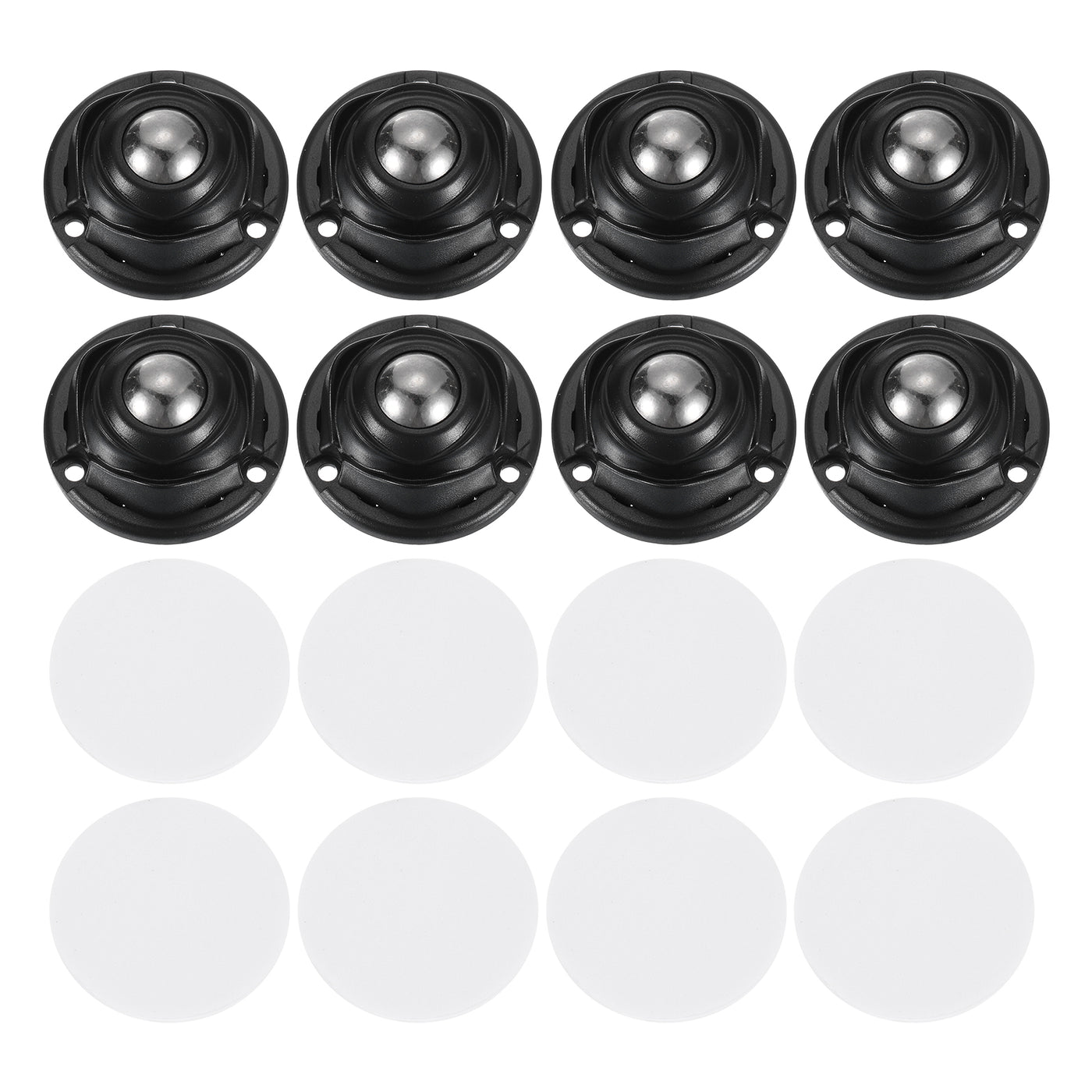 uxcell Uxcell 8Pcs Mini Self Adhesive Caster Wheels, 1.77" x 0.87" - Steel Beads (Black)