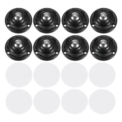 Harfington Uxcell 8Pcs Mini Self Adhesive Caster Wheels, 1.77" x 0.87" - Steel Beads (Black)