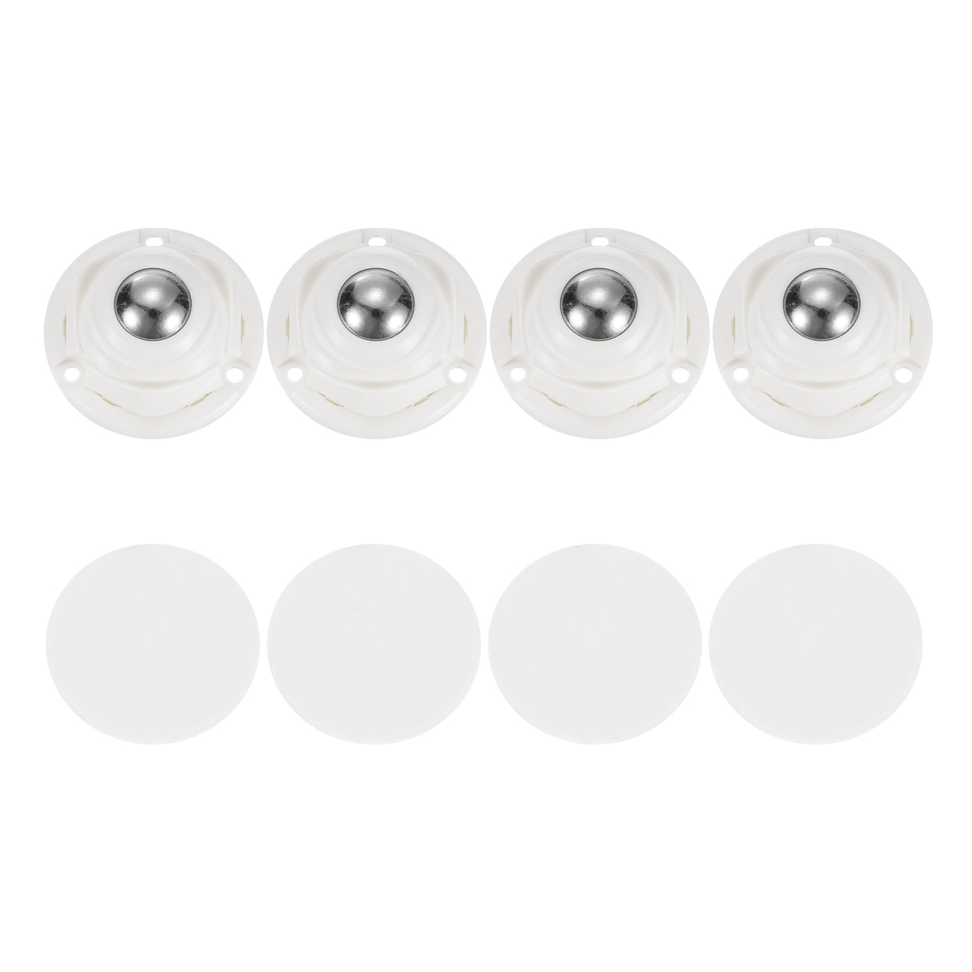 uxcell Uxcell 4Pcs Mini Self Adhesive Caster Wheels, 1.77" x 0.87" - Steel Beads (White)