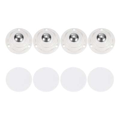 Harfington Uxcell 4Pcs Mini Self Adhesive Caster Wheels, 1.77" x 0.87" - Steel Beads (White)