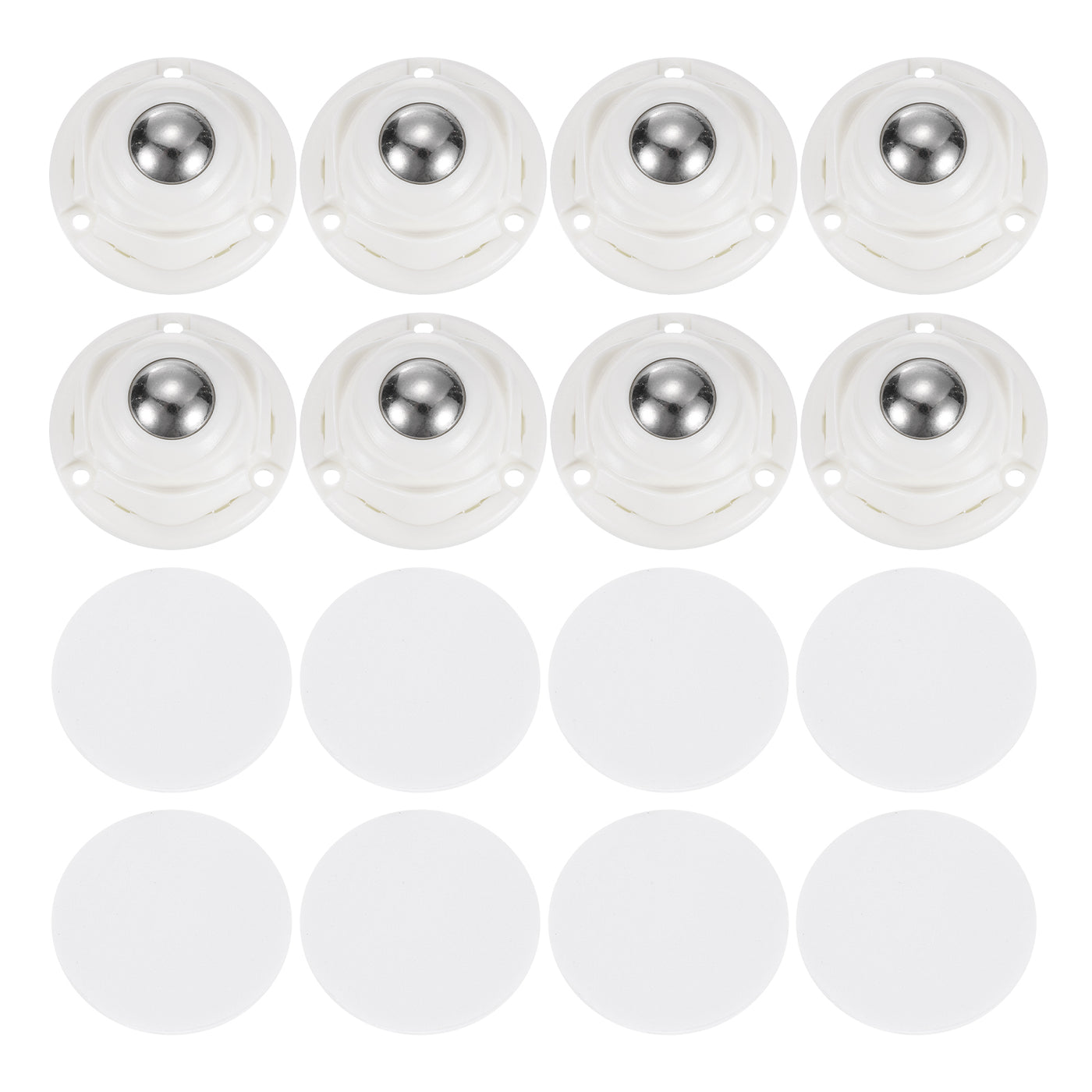 uxcell Uxcell 8Pcs Mini Self Adhesive Caster Wheels, 1.77" x 0.87" - Steel Beads (White)