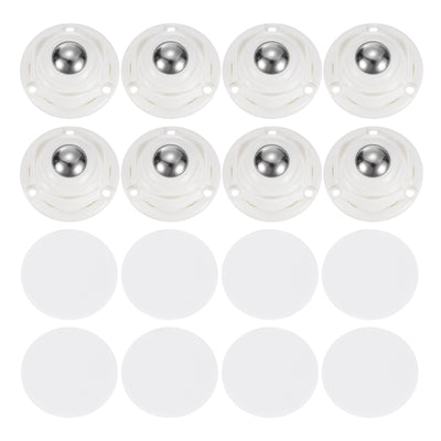 Harfington Uxcell 8Pcs Mini Self Adhesive Caster Wheels, 1.77" x 0.87" - Steel Beads (White)