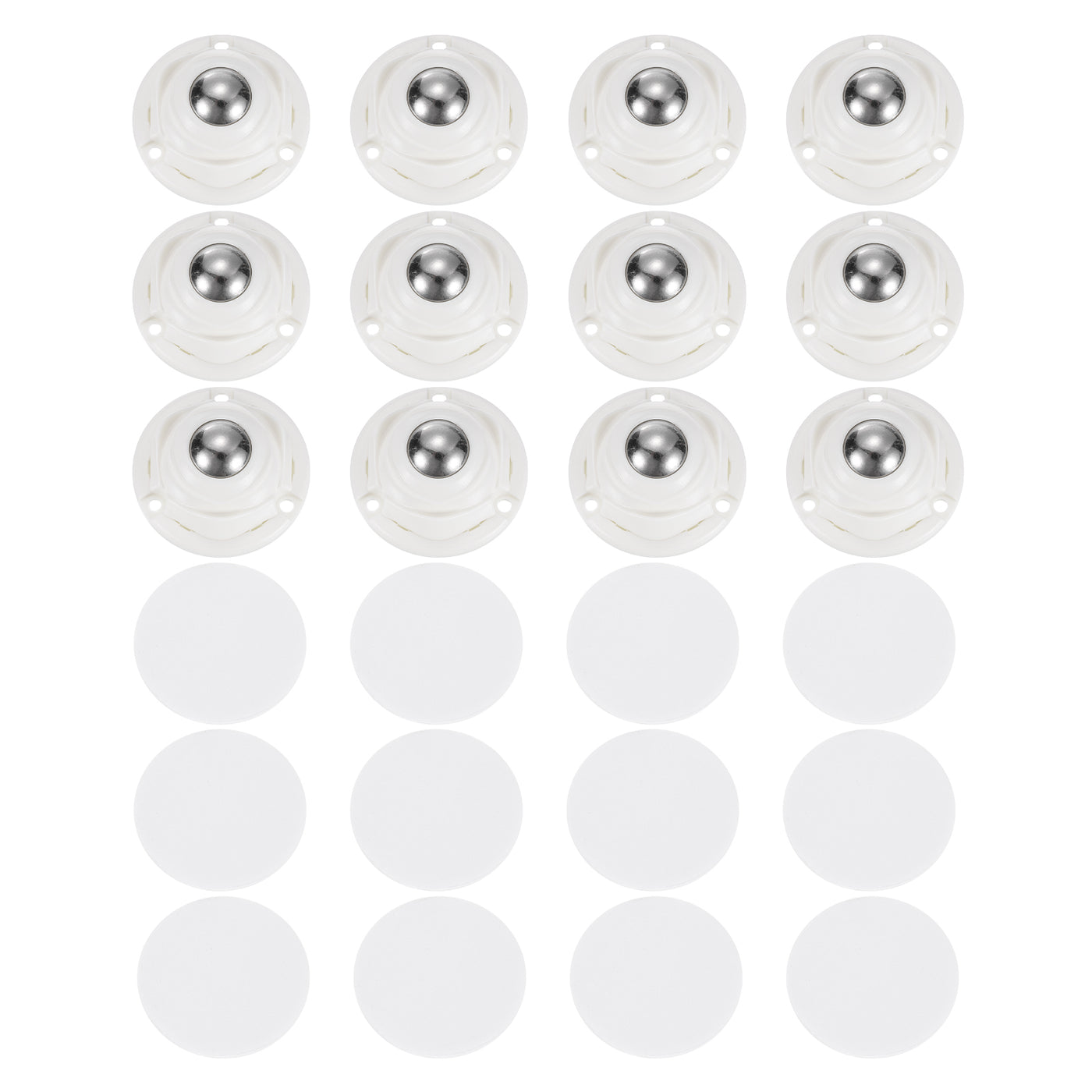 uxcell Uxcell 12Pcs Mini Self Adhesive Caster Wheels, 1.77" x 0.87" - Steel Beads (White)