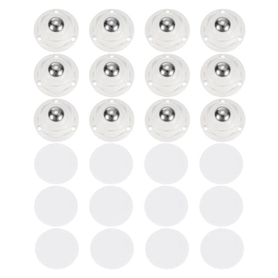 Harfington Uxcell 12Pcs Mini Self Adhesive Caster Wheels, 1.77" x 0.87" - Steel Beads (White)