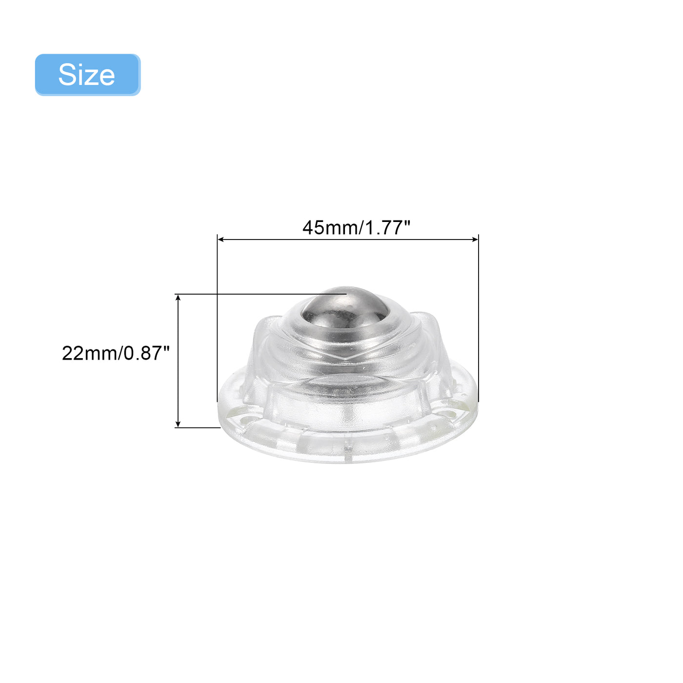 uxcell Uxcell 12Pcs Mini Self Adhesive Caster Wheels, 1.77" x 0.87" - Steel Beads (Clear)