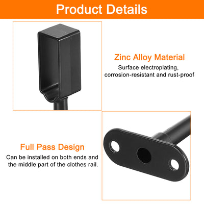 Harfington Uxcell 2 Stück 1,32 x 0,49"" Kleiderstangenhalterung, Stangenhalter Kleiderschrank Zubehör Kleiderstange Sitz Schlafzimmer Badezimmer, Schwarz