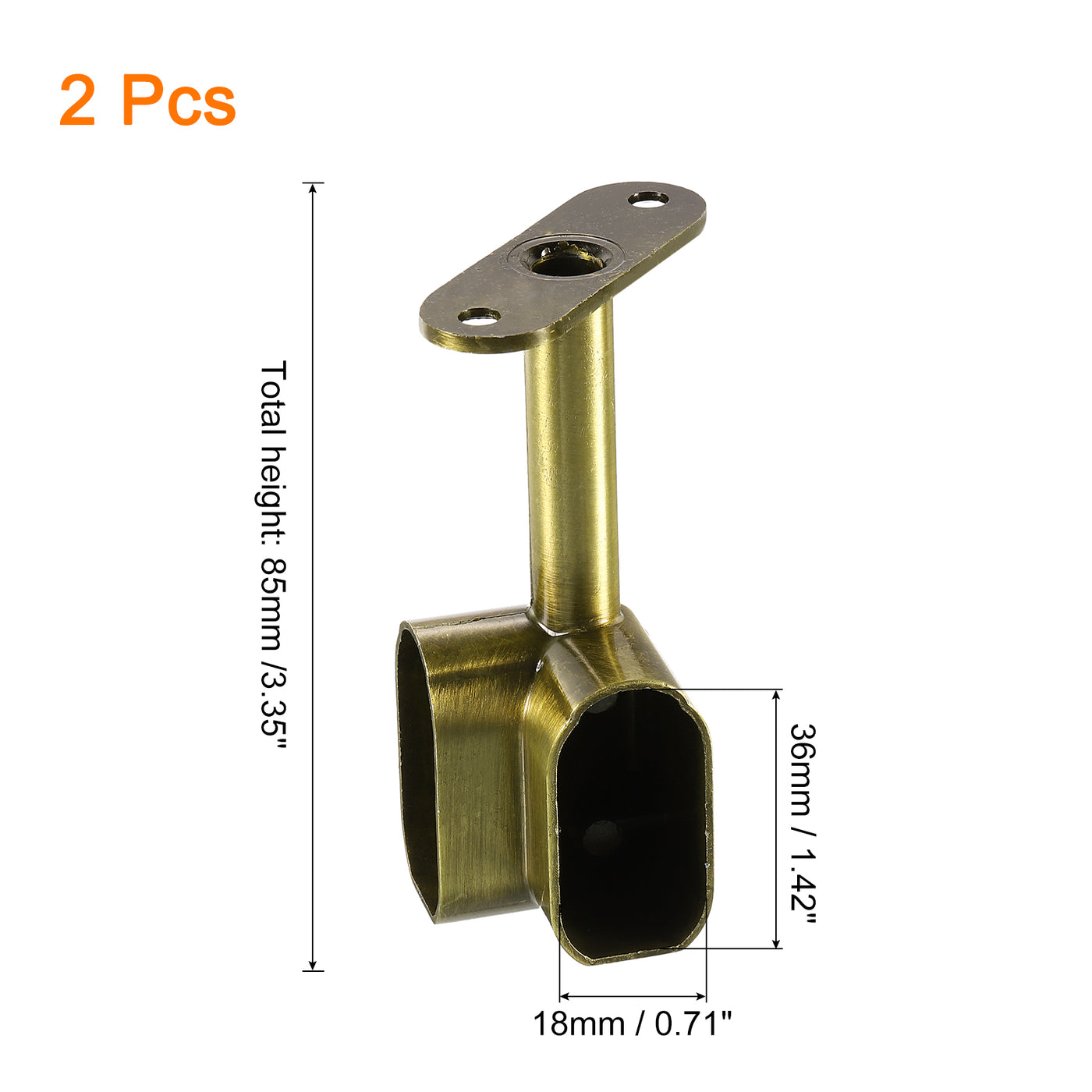 uxcell Uxcell 2Pcs 1.42 x 0.71" Closet Rod Support Bracket, Rod Holder for Wardrobe, Bronze