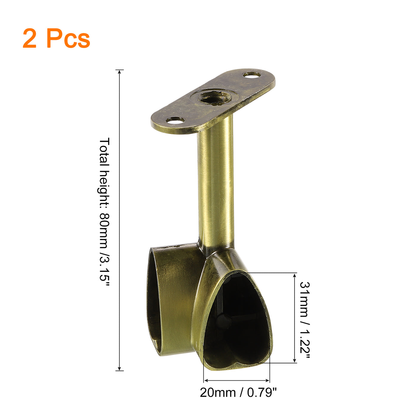 uxcell Uxcell 2Pcs 1.22 x 0.79" Closet Rod Support Bracket, Rod Holder for Wardrobe, Bronze