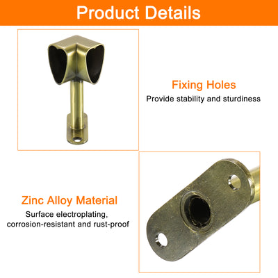 Harfington Uxcell 2Pcs 1.22 x 0.79" Closet Rod Support Bracket, Rod Holder for Wardrobe, Bronze