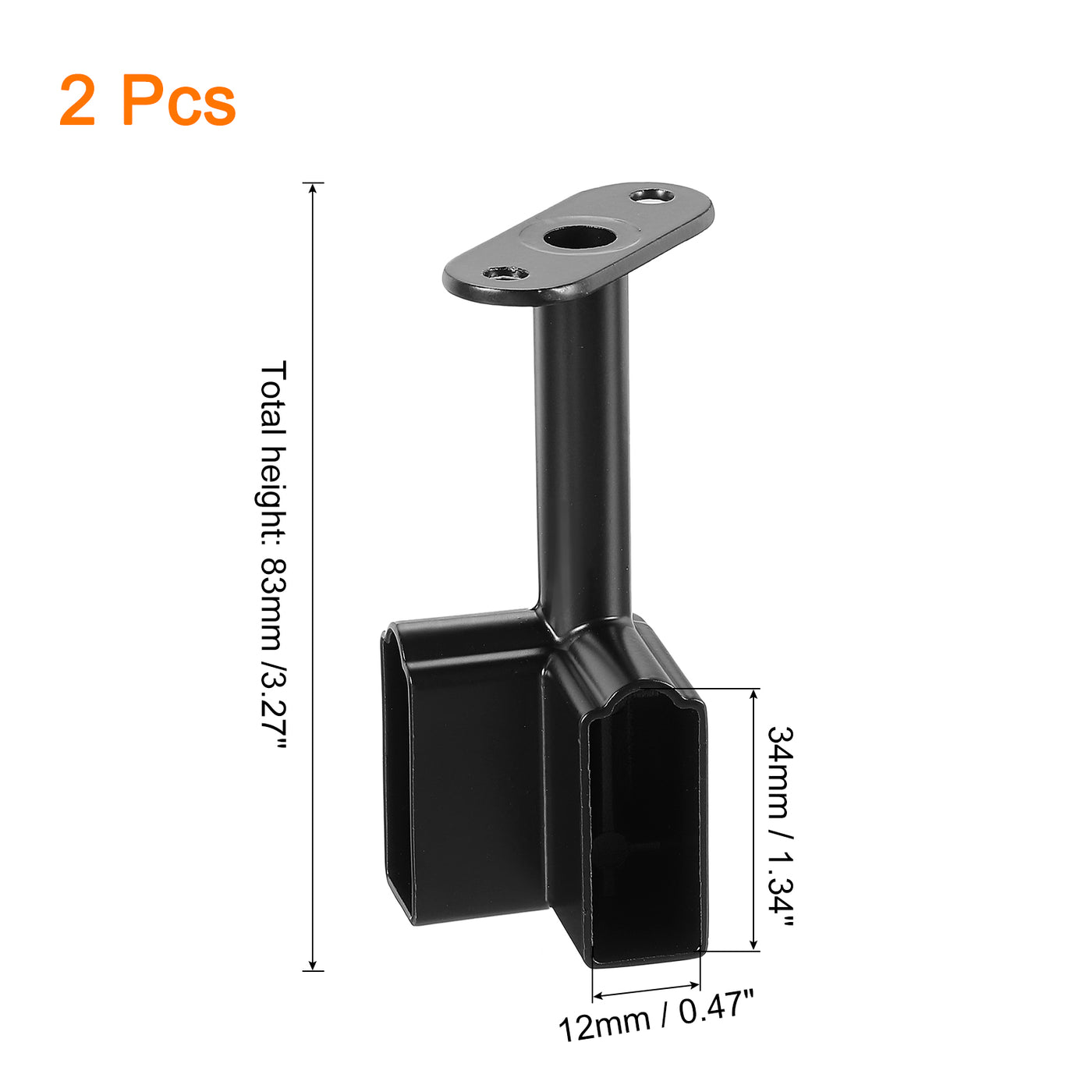 uxcell Uxcell 2Pcs 1.34 x 0.47" Closet Rod Support Bracket, Rod Holder for Wardrobe, Black