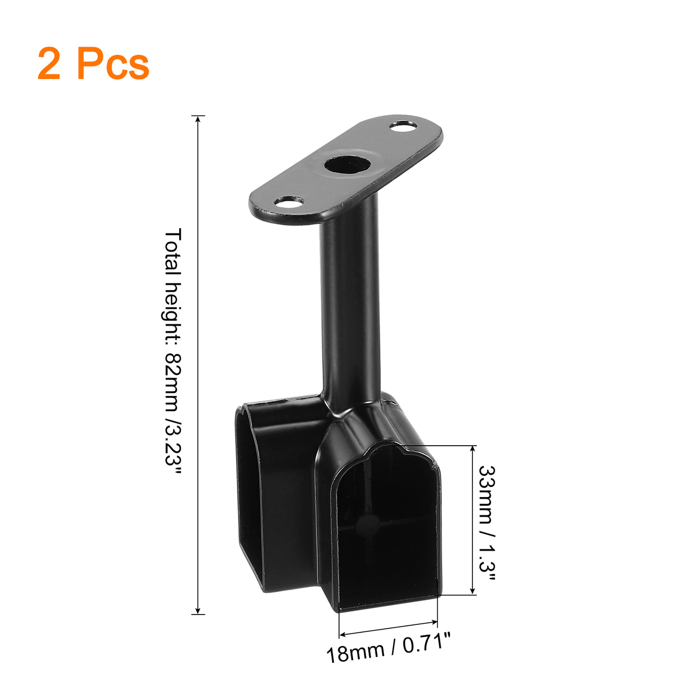 uxcell Uxcell 2Pcs 1.3 x 0.71" Closet Rod Support Bracket, Rod Holder for Wardrobe, Black