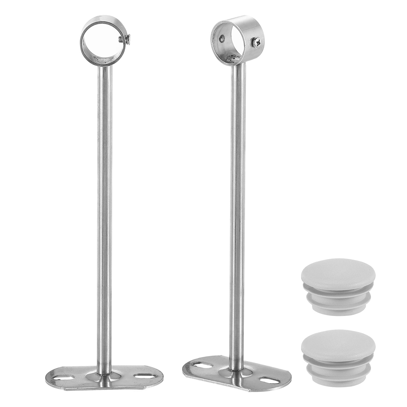 uxcell Uxcell 4 Stück 250mm Kleiderstangenhalterung, Stangenhalter Kleiderschrank Zubehör Kleiderstange Sitz für Schlafzimmer Badezimmer, Silber