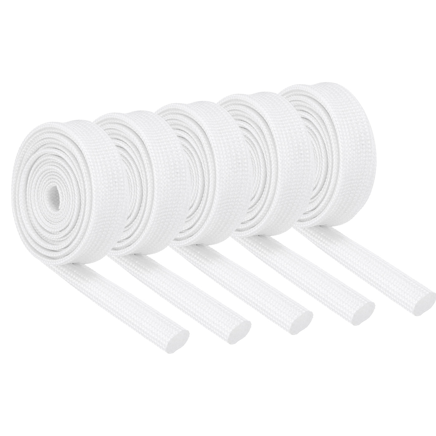 Harfington 10Pcs Insulation Braided Cable Sleeve,3.3Ft-1/4 Inch ID White, High Temp Silicone Fiberglass Sleeving for Cable Wrap, Automotive Wiring Protection