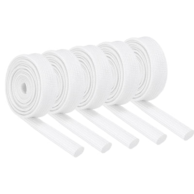 Harfington 10Pcs Insulation Braided Cable Sleeve,3.3Ft-1/4 Inch ID White, High Temp Silicone Fiberglass Sleeving for Cable Wrap, Automotive Wiring Protection