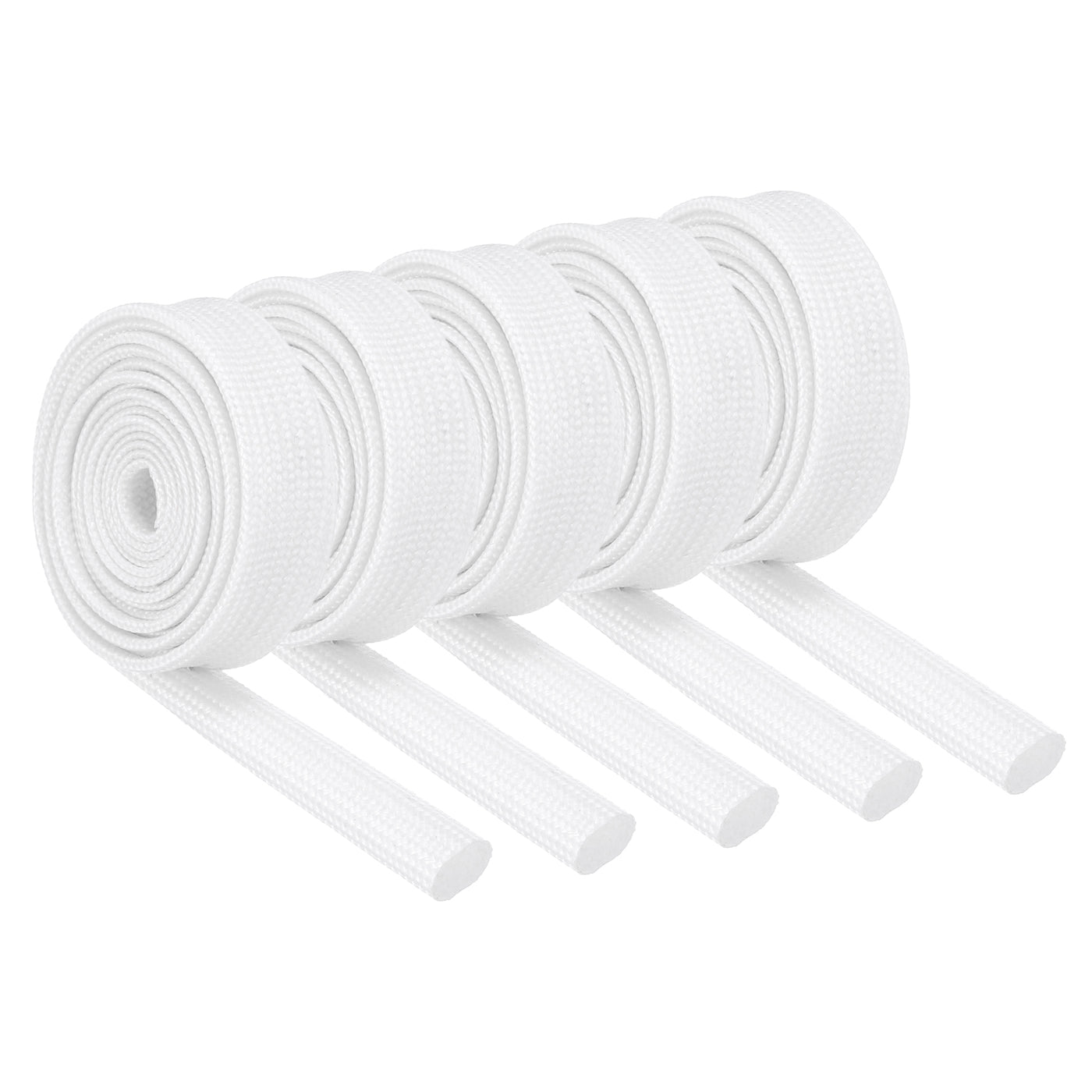 Harfington 10Pcs Insulation Braided Cable Sleeve,3.3Ft-9/32 Inch ID White, High Temp Silicone Fiberglass Sleeving for Cable Wrap, Automotive Wiring Protection