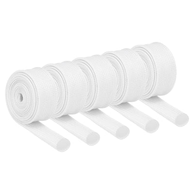 Harfington 5Pcs Insulation Braided Cable Sleeve,3.3Ft-13/32 Inch ID White, High Temp Silicone Fiberglass Sleeving for Cable Wrap, Automotive Wiring Protection