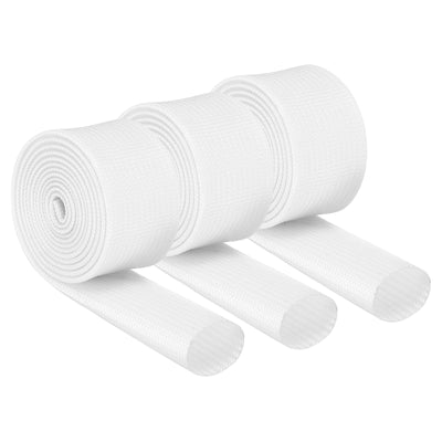 Harfington 3Pcs Insulation Braided Cable Sleeve,3.3Ft-5/8 Inch ID White, High Temp Silicone Fiberglass Sleeving for Cable Wrap, Automotive Wiring Protection