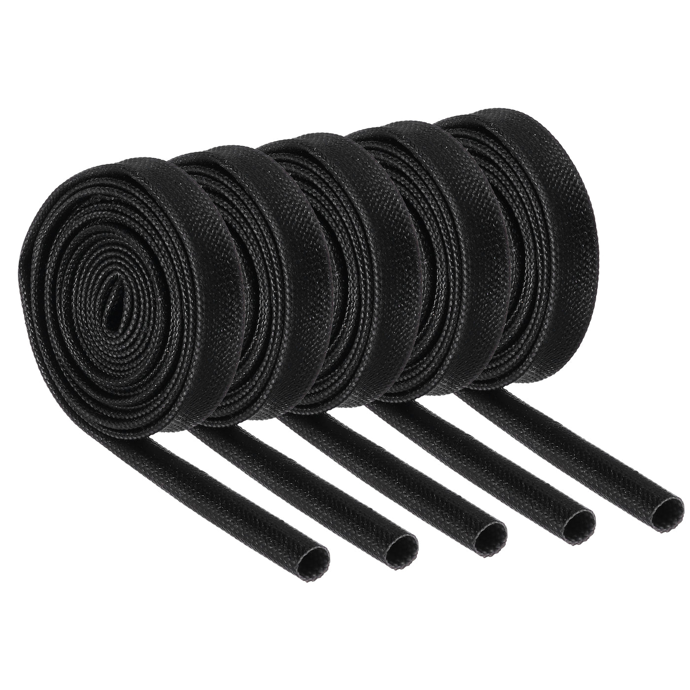 Harfington 10Pcs Insulation Braided Cable Sleeve,3.3Ft-5/32 Inch ID Black, High Temp Silicone Fiberglass Sleeving for Cable Wrap, Automotive Wiring Protection