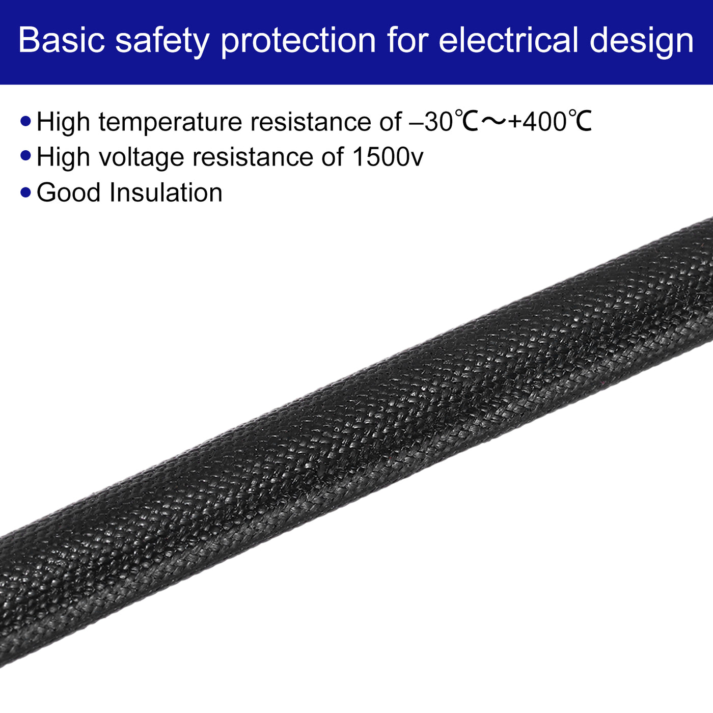 Harfington 10Pcs Insulation Braided Cable Sleeve,3.3Ft-13/64 Inch ID Black, High Temp Silicone Fiberglass Sleeving for Cable Wrap, Automotive Wiring Protection