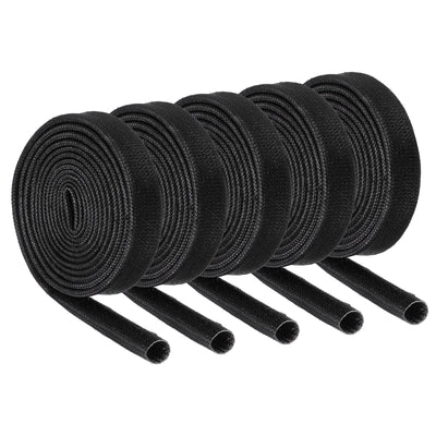 Harfington 10Pcs Insulation Braided Cable Sleeve,3.3Ft-13/64 Inch ID Black, High Temp Silicone Fiberglass Sleeving for Cable Wrap, Automotive Wiring Protection