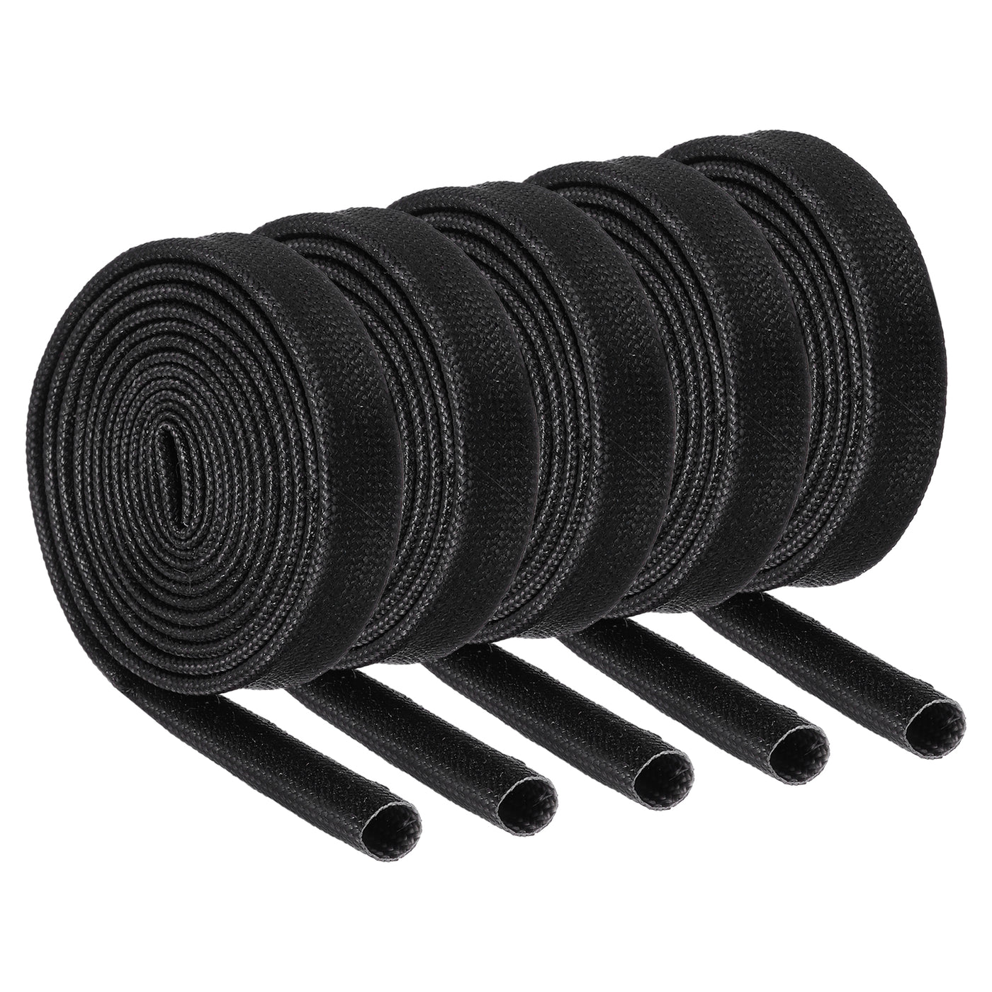 Harfington 10Pcs Insulation Braided Cable Sleeve,3.3Ft-1/4 Inch ID Black, High Temp Silicone Fiberglass Sleeving for Cable Wrap, Automotive Wiring Protection