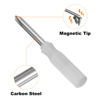 Harfington 2Pcs PH1 Mini Phillips Screwdriver 3mm Magnetic Cross Head 45mm Length, White