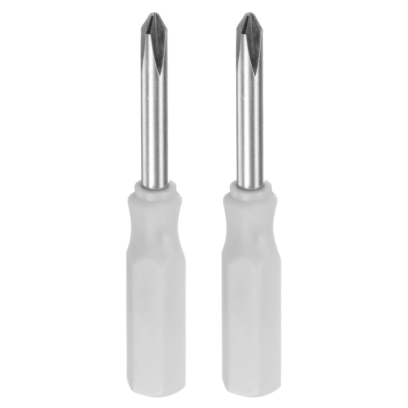 Harfington 2Pcs PH1 Mini Phillips Screwdriver 3mm Magnetic Cross Head 45mm Length, White