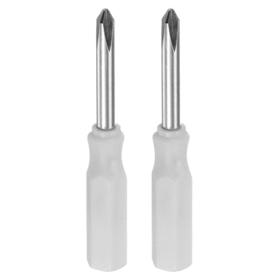 Harfington 2Pcs PH1 Mini Phillips Screwdriver 3mm Magnetic Cross Head 45mm Length, White