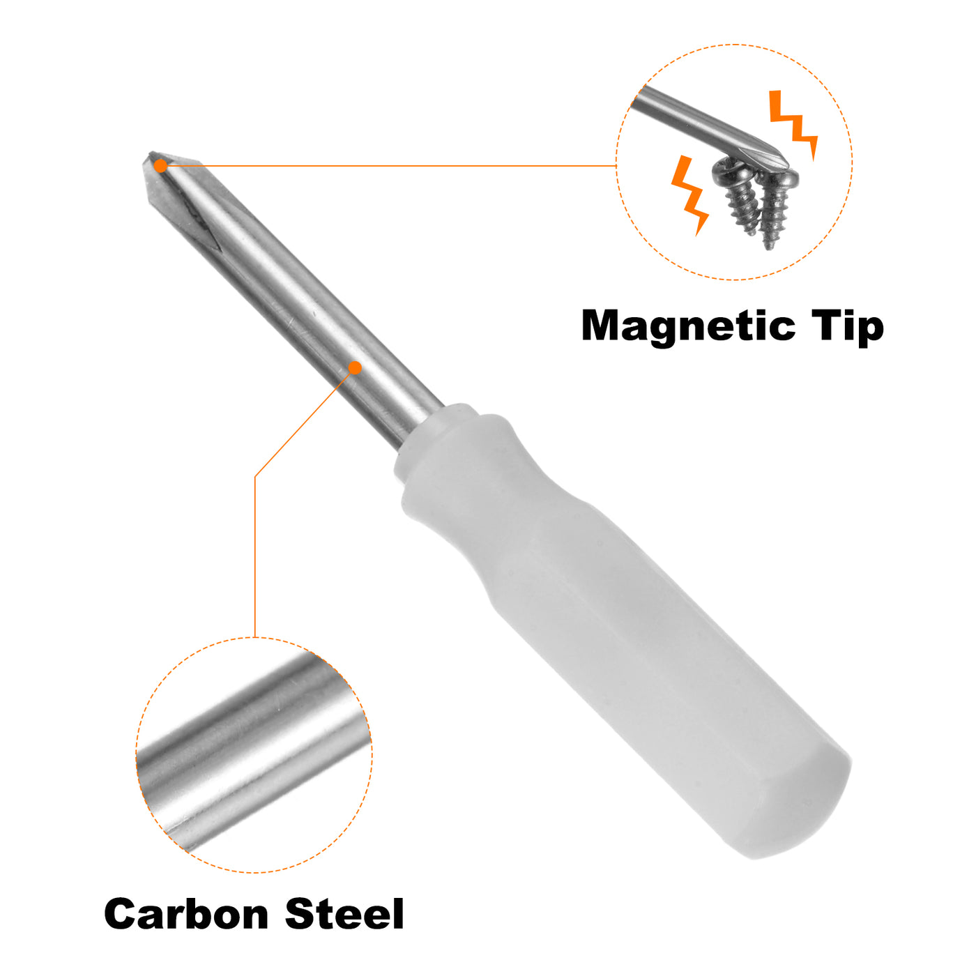 Harfington 4Pcs PH1 Mini Phillips Screwdriver 3mm Magnetic Cross Head 45mm Length, White