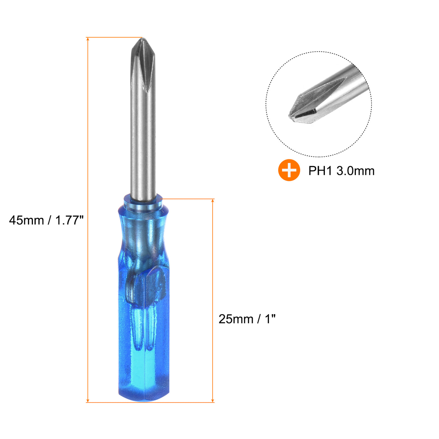 Harfington 2Pcs PH1 Mini Phillips Screwdriver 3mm Magnetic Cross Head 45mm Length, Blue