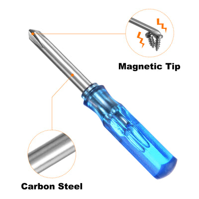 Harfington 2Pcs PH1 Mini Phillips Screwdriver 3mm Magnetic Cross Head 45mm Length, Blue