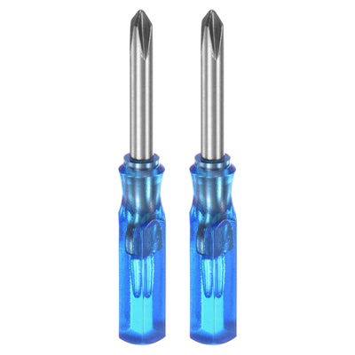 Harfington 2Pcs PH1 Mini Phillips Screwdriver 3mm Magnetic Cross Head 45mm Length, Blue