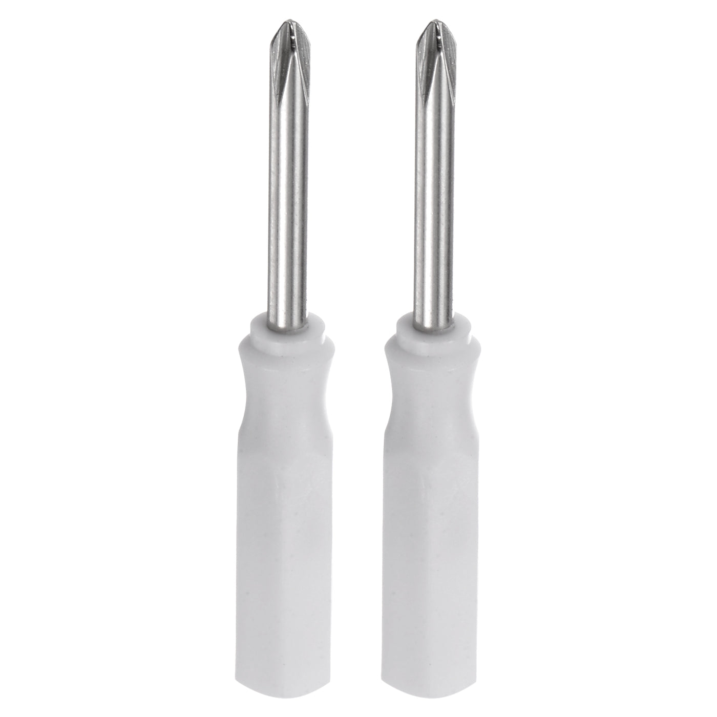 Harfington 2Pcs PH1 Mini Phillips Screwdriver 2.5mm Magnetic Cross Head 45mm Length, White