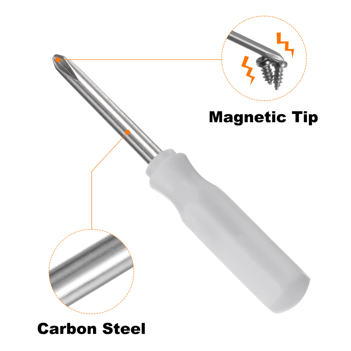 Harfington 8Pcs PH1 Mini Phillips Screwdriver 2.5mm Magnetic Cross Head 45mm Length, White