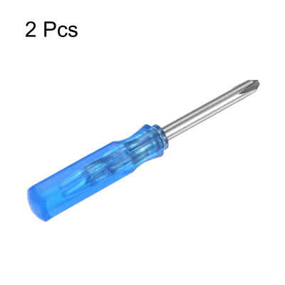 Harfington 2Pcs PH1 Mini Phillips Screwdriver 2.5mm Magnetic Cross Head 45mm Length, Blue