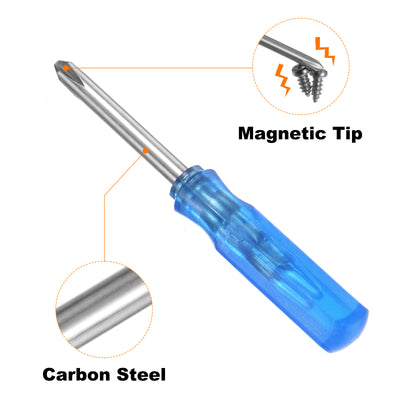 Harfington 2Pcs PH1 Mini Phillips Screwdriver 2.5mm Magnetic Cross Head 45mm Length, Blue