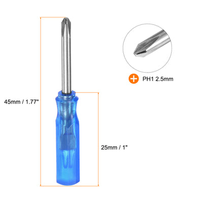 Harfington 8Pcs PH1 Mini Phillips Screwdriver 2.5mm Magnetic Cross Head 45mm Length, Blue