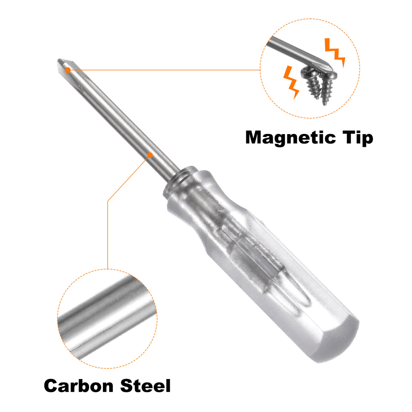 Harfington 2Pcs PH0 Mini Phillips Screwdriver 2mm Magnetic Cross Head 45mm(L),Transparent