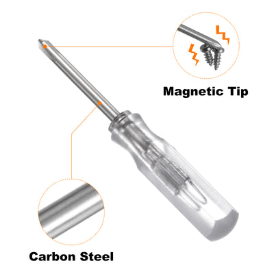 Harfington 4Pcs PH0 Mini Phillips Screwdriver 2mm Magnetic Cross Head 45mm(L),Transparent