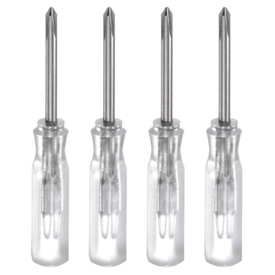 Harfington 4Pcs PH0 Mini Phillips Screwdriver 2mm Magnetic Cross Head 45mm(L),Transparent