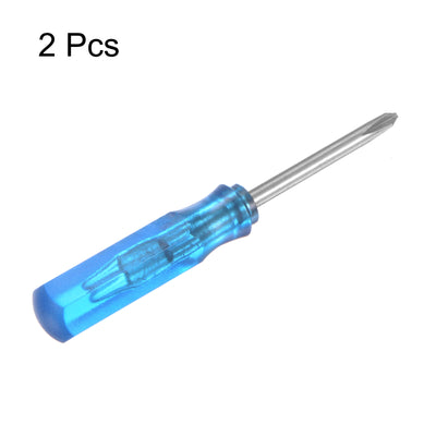 Harfington 2Pcs PH0 Mini Phillips Screwdriver 2mm Magnetic Cross Head 45mm Length, Blue