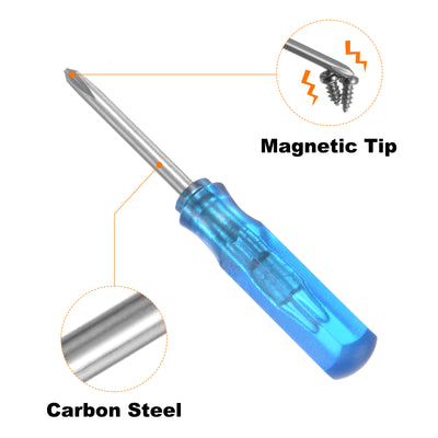 Harfington 2Pcs PH0 Mini Phillips Screwdriver 2mm Magnetic Cross Head 45mm Length, Blue