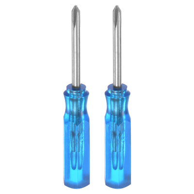 Harfington 2Pcs PH0 Mini Phillips Screwdriver 2mm Magnetic Cross Head 45mm Length, Blue