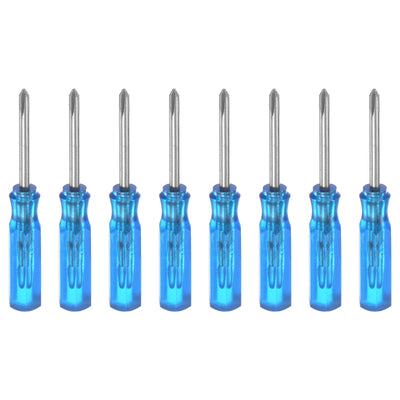 Harfington 8Pcs PH0 Mini Phillips Screwdriver 2mm Magnetic Cross Head 45mm Length, Blue