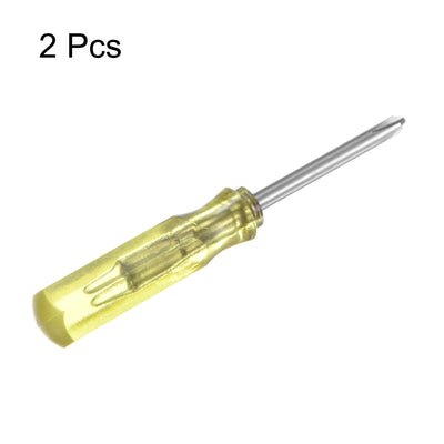 Harfington 2Pcs PH0 Mini Phillips Screwdriver 2mm Magnetic Cross Head 45mm Length, Yellow