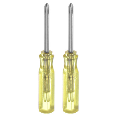 Harfington 2Pcs PH0 Mini Phillips Screwdriver 2mm Magnetic Cross Head 45mm Length, Yellow