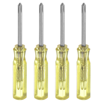 Harfington 4Pcs PH0 Mini Phillips Screwdriver 2mm Magnetic Cross Head 45mm Length, Yellow