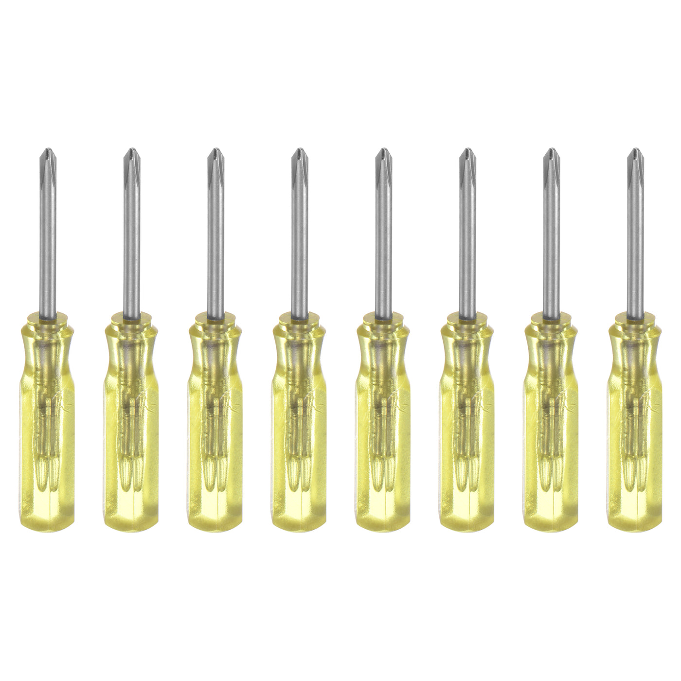 Harfington 8Pcs PH0 Mini Phillips Screwdriver 2mm Magnetic Cross Head 45mm Length, Yellow